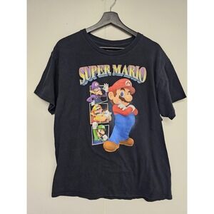 Super Mario Shirt Mens Large Black Mario Luigi Wario Graphic Tee Nintendo